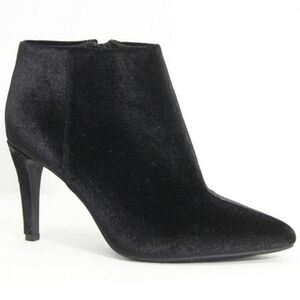 New Old Navy Black Velvet Heeled Ankle Boots Pointy Toe Side Zipper 8